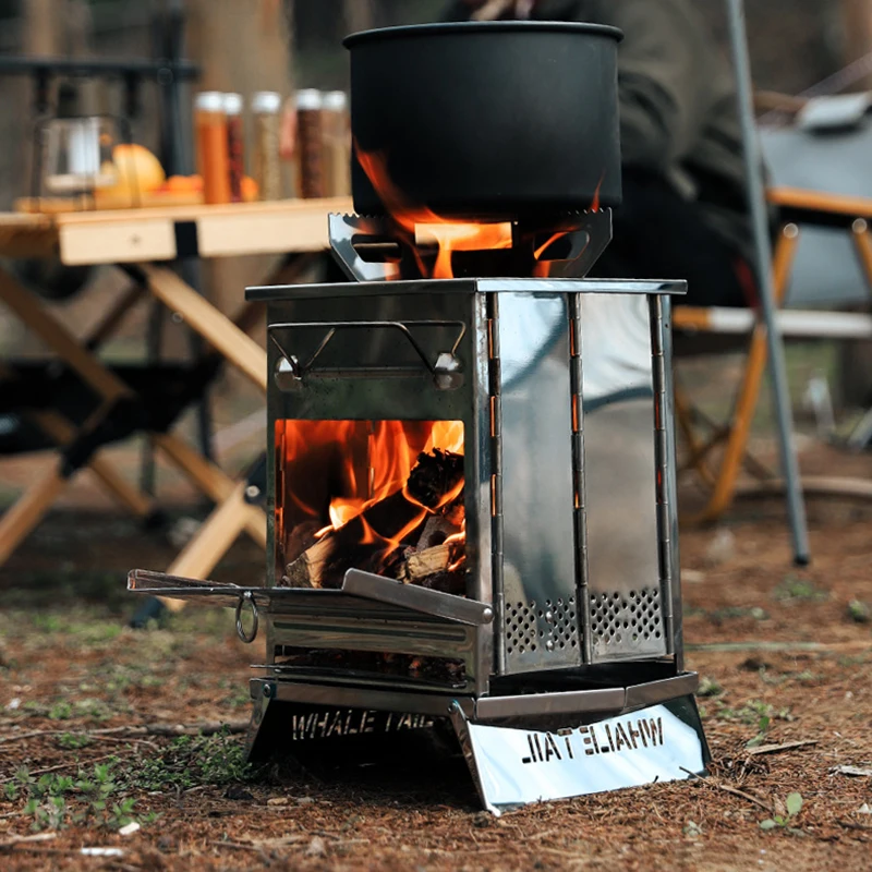 

Portable Stainless Steel BBQ Grill Small Size Camping Heating Stove For Cooking For Outdoor Firewood Burning