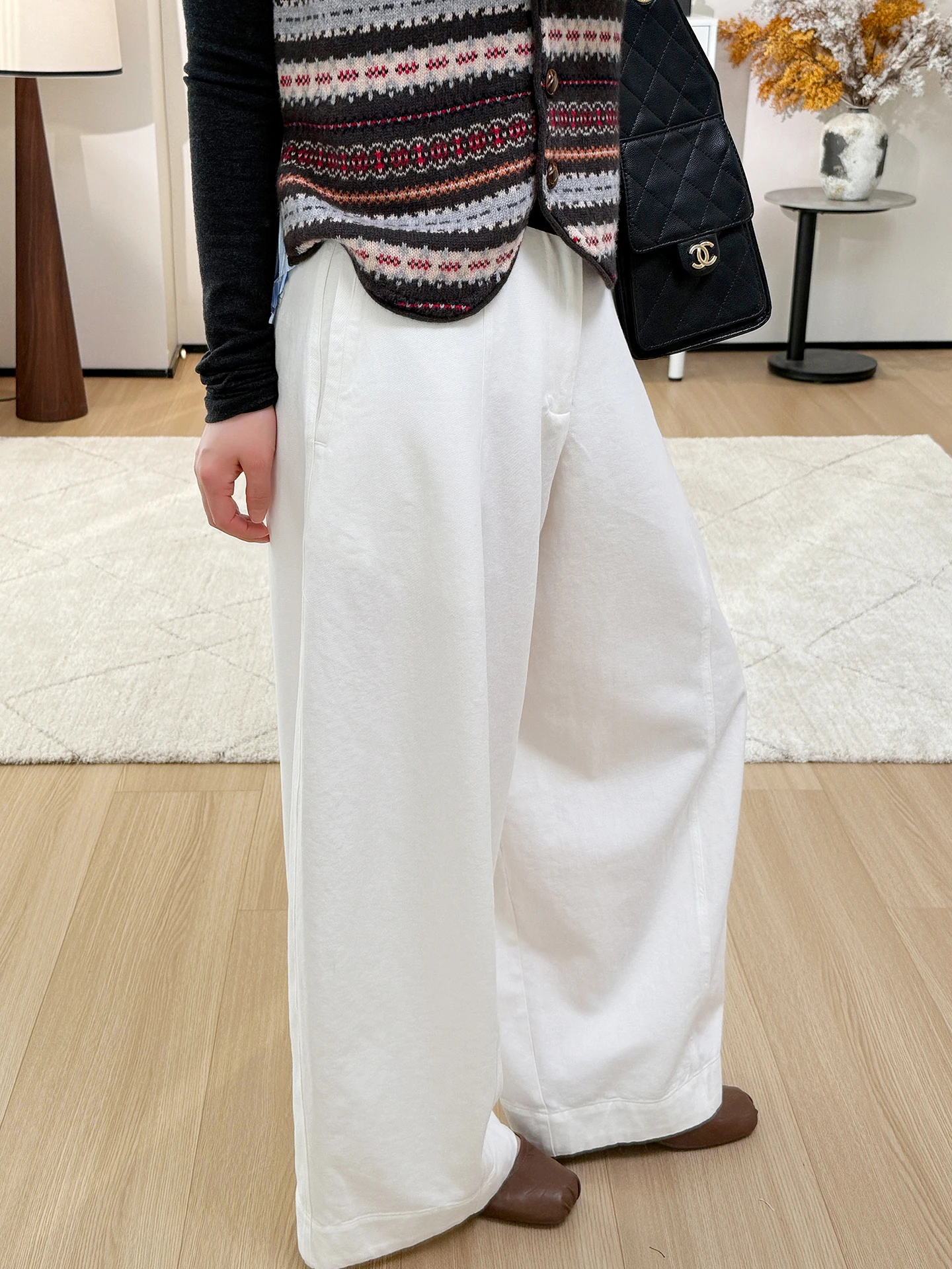 

High Waist Wide Leg Casual Pants Women's Cotton Linen Loose Fit Trousers Straight Cut Floor Length Pure l Color