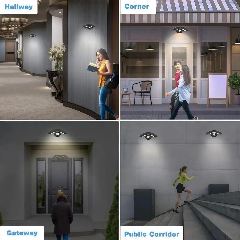 مقاوم للماء في الهواء الطلق منحني LED الجدار ضوء القمر على شكل مدخل الإضاءة PIR محس حركة مصباح مع محس حركة