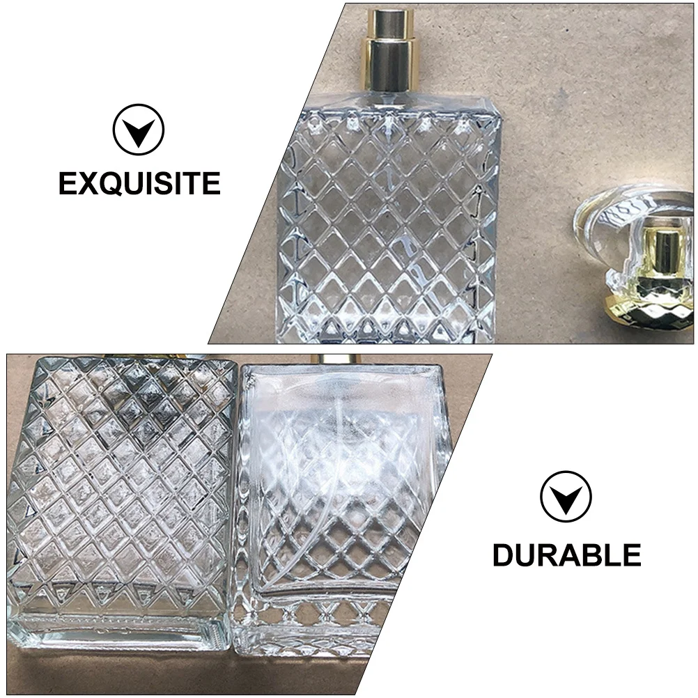 

Refillable Glass Square Perfume Bottle Thick Durable Spray Container Travel Portable Fragrance Mist Empty Scent