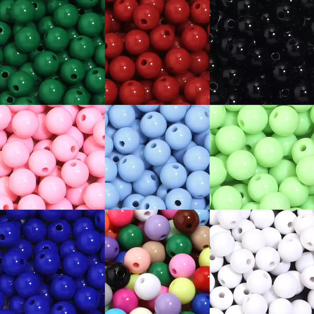 Perles acryliques rondes de couleur unie, 10 à 100 pièces/lot, 6-20mm, perles d'espacement amples pour la fabrication de bijoux, accessoires de collier et de bracelet à bricoler soi-même