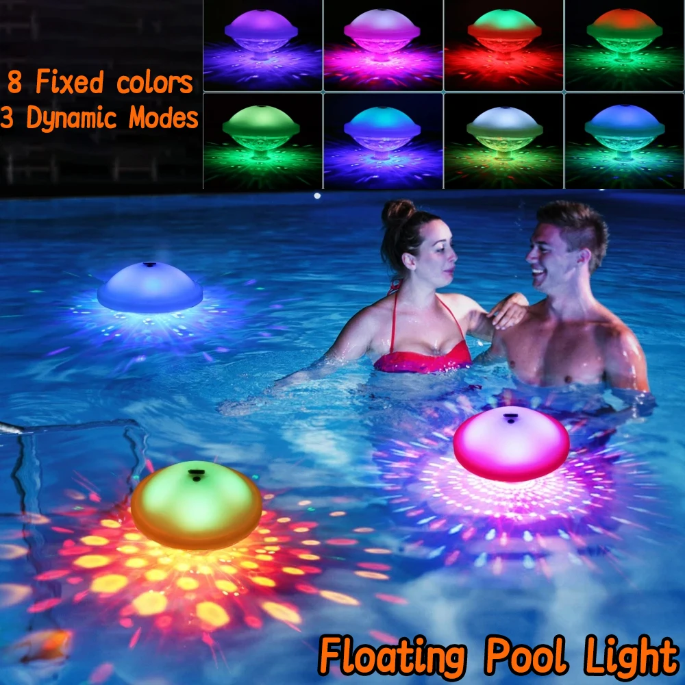 Rechargeable Pool Float Light RGB Colorful Night Lights Dynamic Lighting Effects Pool Atmosphere Swimming Pool Decorative Lights