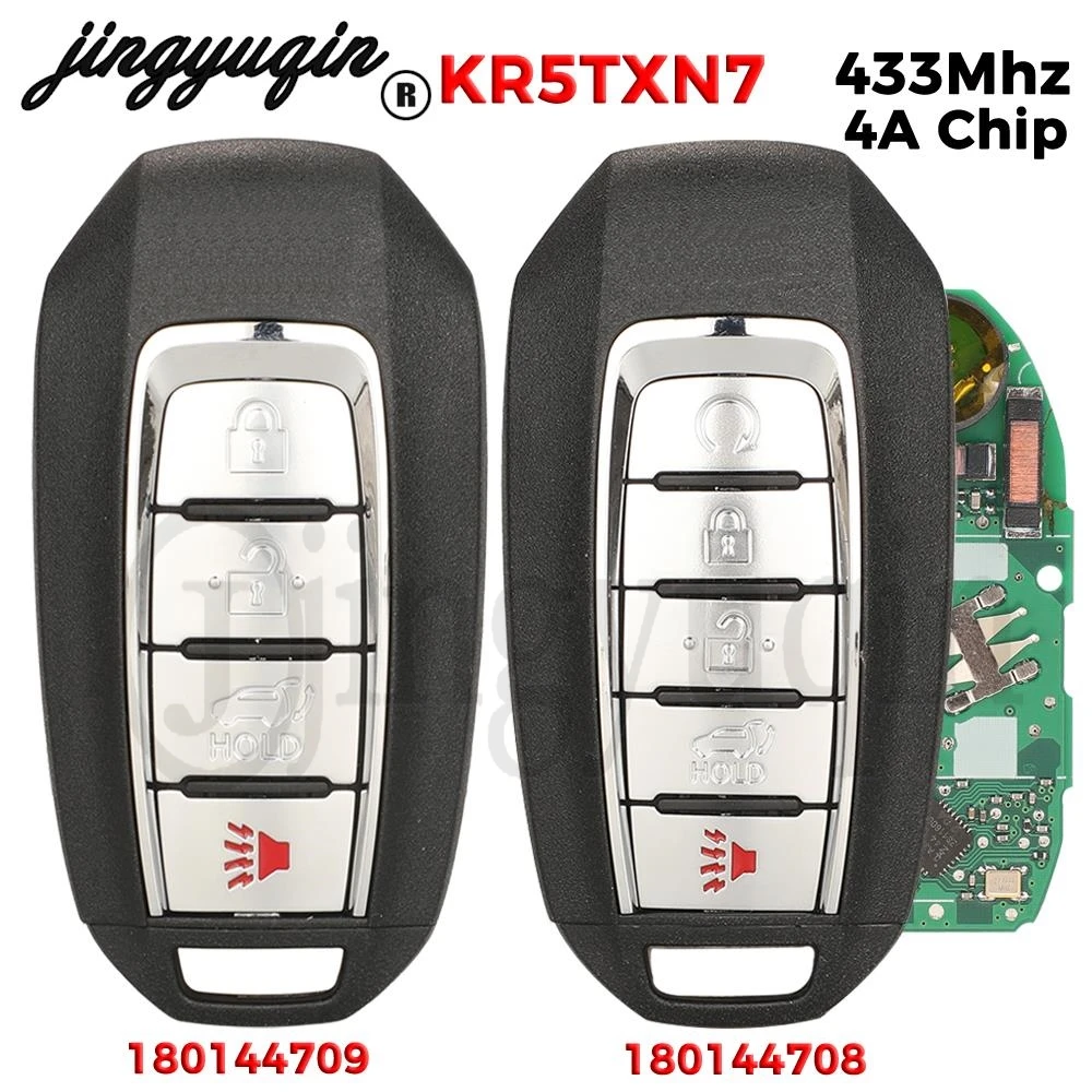 

jingyuqin KR5TXN7 Remret Smart Key 433MHz FSK For Infiniti XQ60 2019 2020 2021 4A Chip Replacement 4/5 Buttons 180144708 / 9