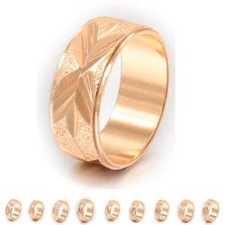 New Fashion Rings for Women Men 585 Rose Gold Color Carved Couple Rings 8mm Wedding Party Gifts GR86