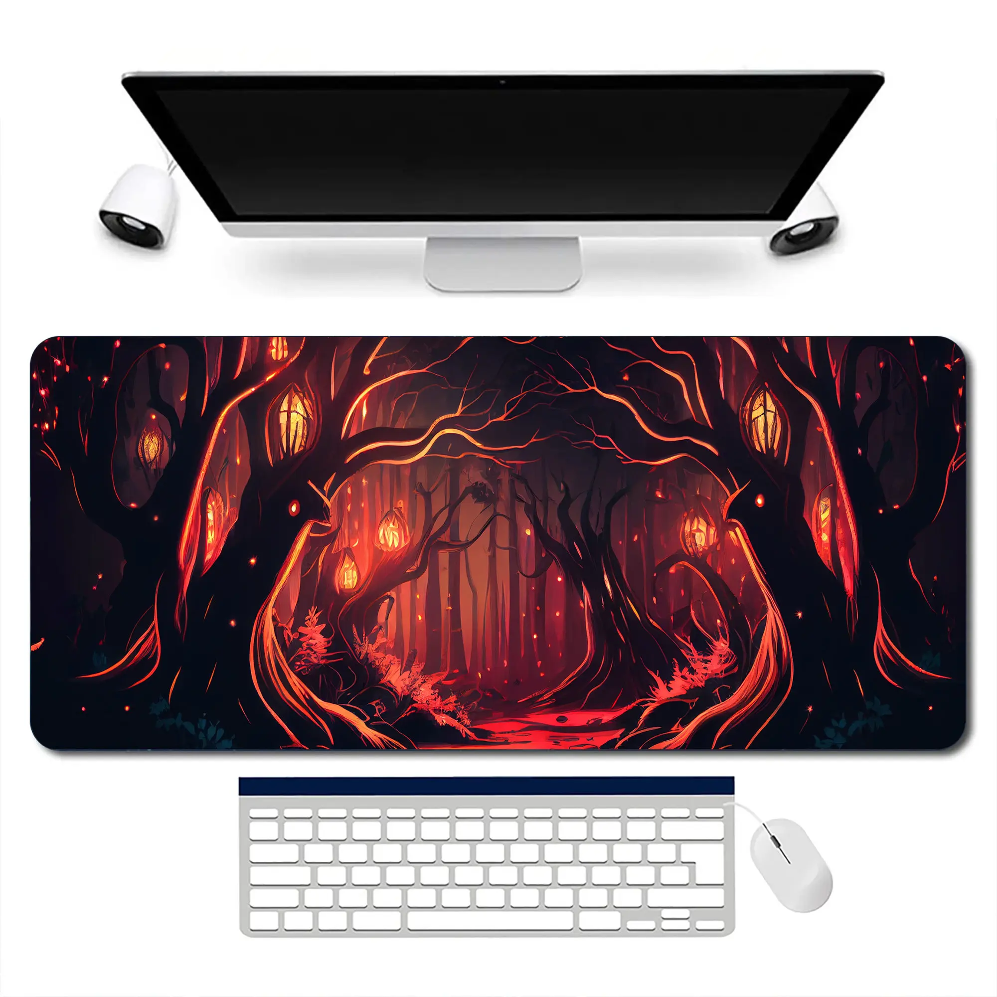 

Red Forest Art Desk Mat, Non-slip and Waterproof Mouse Pad, Office and Gaming Desk Decoration Mat, A Perfect Gift for Friends.