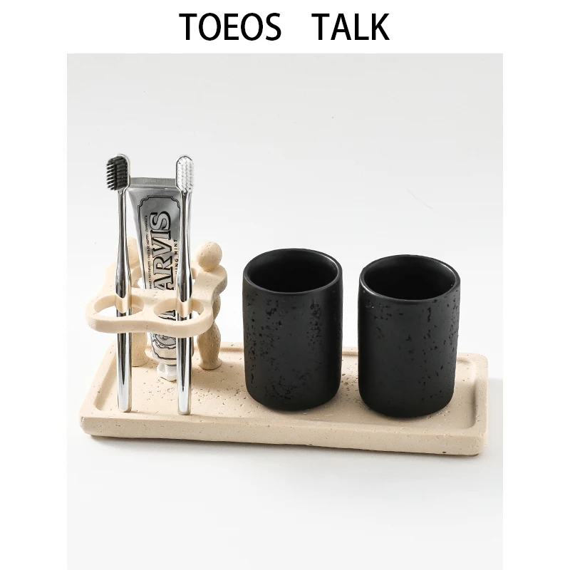 

Creative Couple Dental Care Set Cave Stone Ceramic Toothbrush Cup And Mouthwash Glasses Hotel Decorative Bathroom Accessories