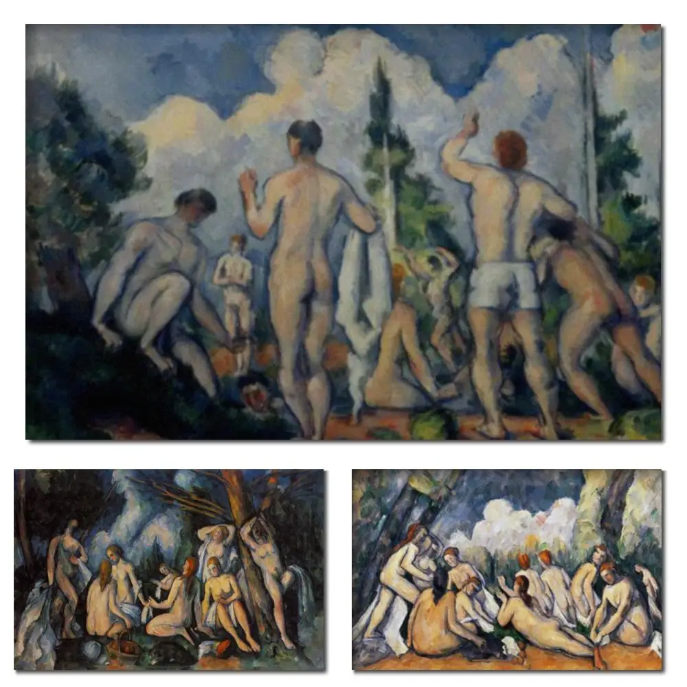 

Abstract Canvas Wall Art Woman Hand Painted Paul Cezanne Bathers Figurative Oil Painting for Bedroom Lounge Modern Decor Large