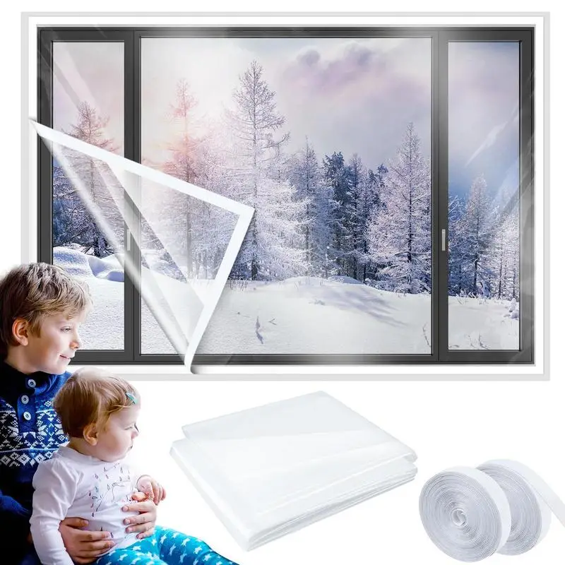 Window Film For Winter Reusable Indoor Shrink Window Insulation Cover For Aluminum Window Frames Sliding Windows Casement