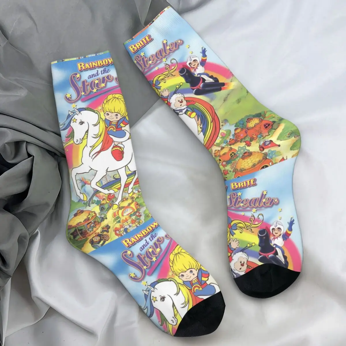 Rainbow Brite Horse Socks Cartoon Television Harajuku Stockings Autumn Non Skid Men Socks Quality Printed Running Socks