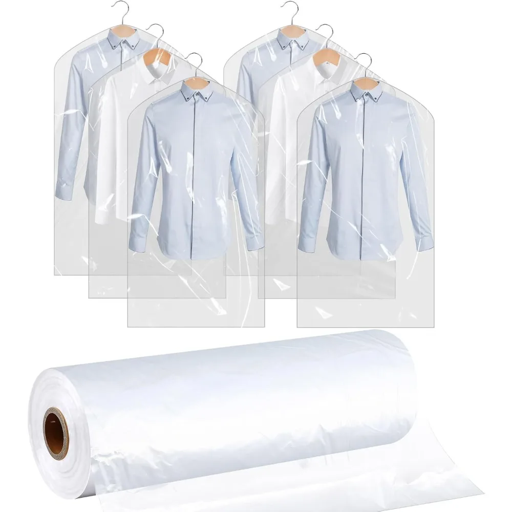 

Clear Plastic Dry Cleaning Bags - 21 x 40 for Hanging Clothes and Suits Storage