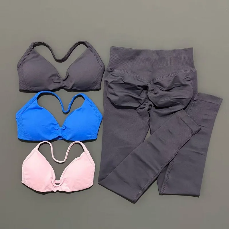 2 Piece Yoga Clothes Women Tracksuit Athletic Wear Pilates Fitness Suit Gym Workout Push Up Clothes Sports Bra Leggings Suit image 3