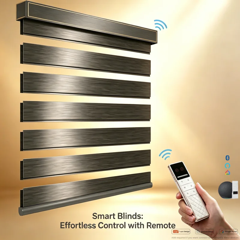 2026 Customized Blackout Wifi Control Day and Night Shades Dual Tuya Zigbee Motor Motorized Roller Blinds for Windows