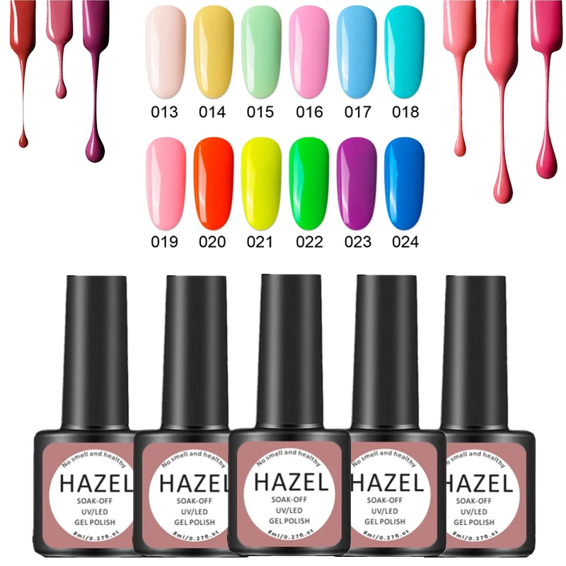 HAZEL 8ML Gel Nail Polish Glitter For Manicure set nail art Semi platium UV LED Lamp Nail varnishes Base top coat Gel lacquer