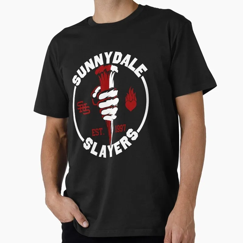 Buffy Inspired Graphic T-Shirt, 0811 Vintage Vampire Slayer Print Tee, Retro Horror Series Short Sleeve Casual Shirt US Size Top