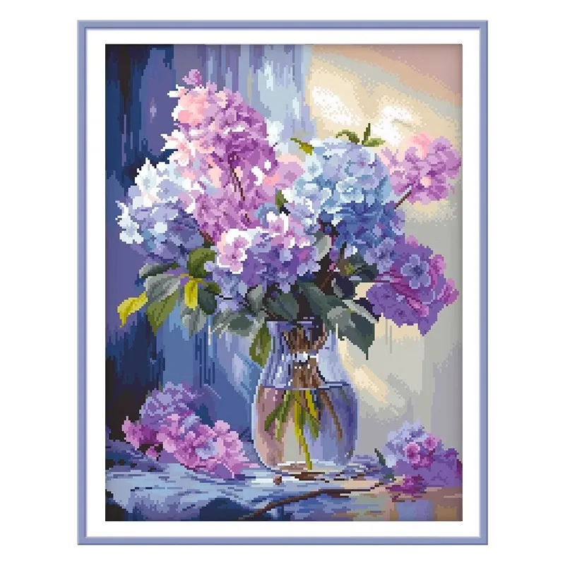 

14 карат 36x46 см ваза с цветами вышивка DIY наборы с принтом в китайском стиле вышивка крестиком набор для рукоделия домашний декор ремесла 63 цвета