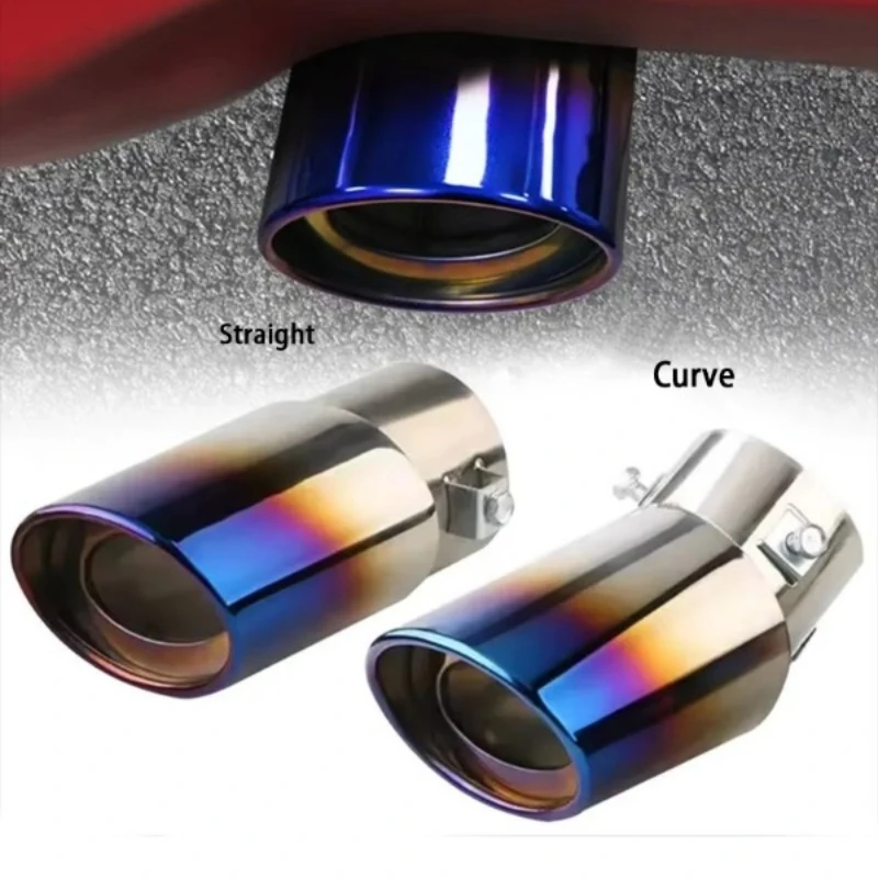 Universal Car Exhaust Pipe Car Rear Modification Parts Black Stainless Steel Exhaust Tip Tail Pipe Throat Liner Accessories