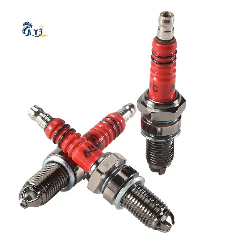 AY03-3Pcs D8TC 3 القطب شرارة التوصيل ، سباق شرارة التوصيل مع 3 القطب ل CG 125 150 200Cc CF250 دراجة نارية سكوتر ATV رباعية