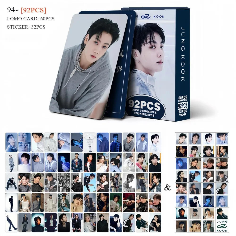 Tarjetas Temáticas Conmemorativas de Jungkook de Kpop, 92 Piezas, Material LOMO de Alta Definición Resistente al Desgaste, Imprescindible para Regalo de Cumpleaños para Fans
