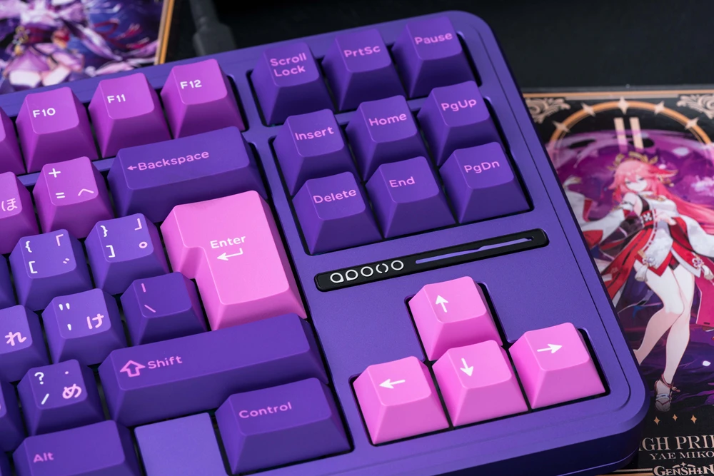 Imagem -06 - Domikey x Tinta gi Inazuma Cereja Perfil Keycap Roxo Rosa para Teclado 87 104 Xd64 Xd68 Xd84 Bm60 Bm65 Bm68 Genshin Impacto