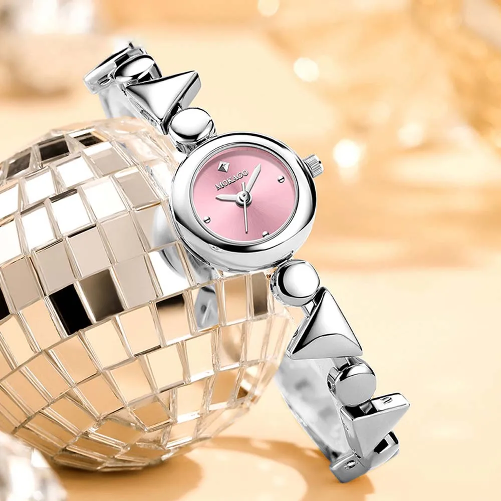 

MOKAGO Новые женские кварцевые часы из геометрического сплава, маленькие легкие роскошные женские часы в стиле ретро, уникальные высококачественные наручные часы