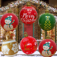 32 Inch Giant PVC Inflatable Christmas Ball Ornaments Outdoor Large Xmas Blow Ball Decorations for Christmas Party Ornaments