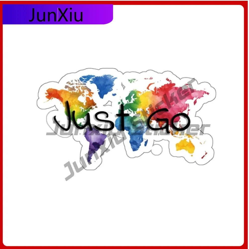 

Just Go Adventure Travel Explore Map Stickers Camper Windows Windshield Luggage Laptop Waterproof Decal Sticker Camping Car Suv