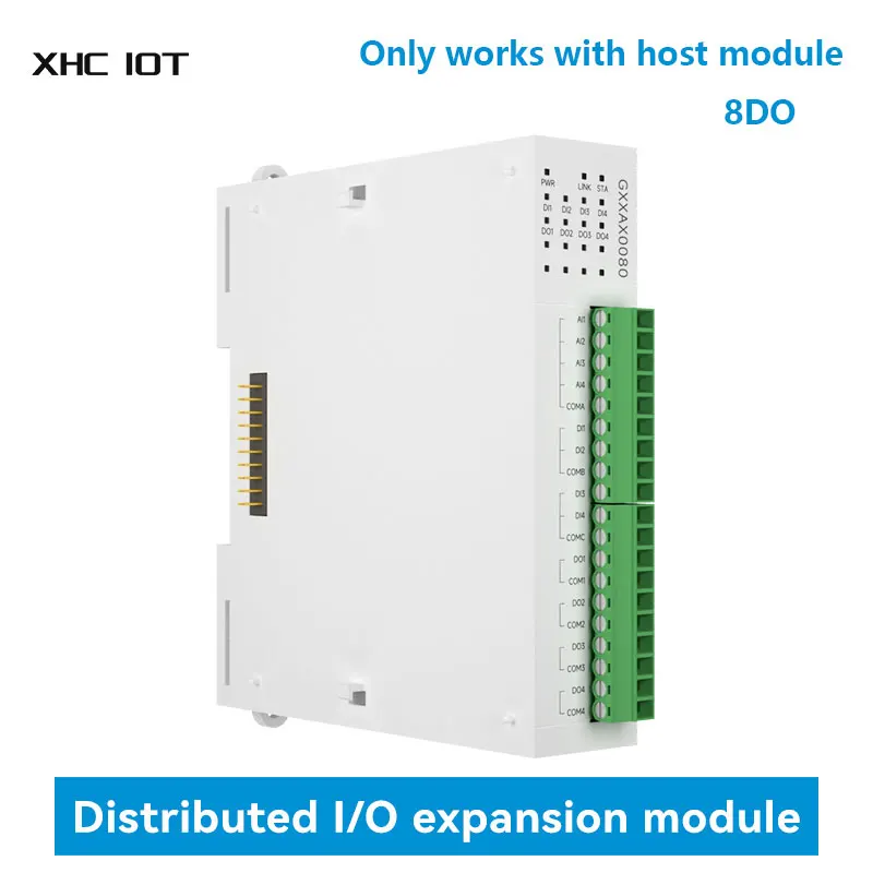 

8DO Distributed Remote IO Expansion Module Analog Switch Acquisition RJ45 RS485 Modbus PNP NPN Fast Expansion XHCIOT GXXAX0080