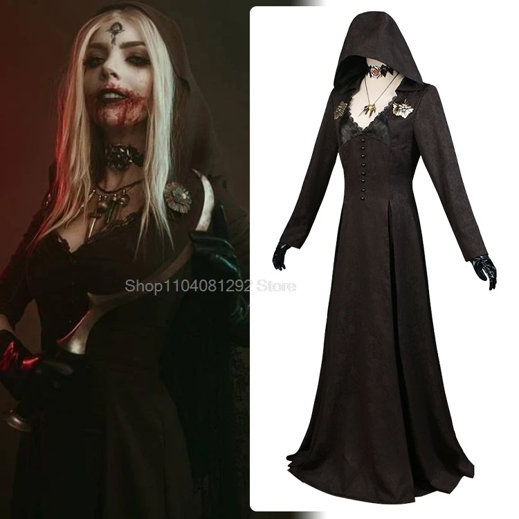 Costume de Cosplay de Vampire pour Femme, Robe Noire Imbibée, en Stock