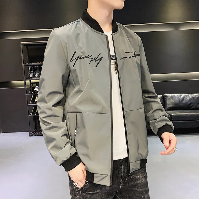 

Spring Autumn Fashion Men's Solid Color Simple Basic Casual Trendy Daily O-neck Long Sleeve Baseball Jackets Male Clothes Coat