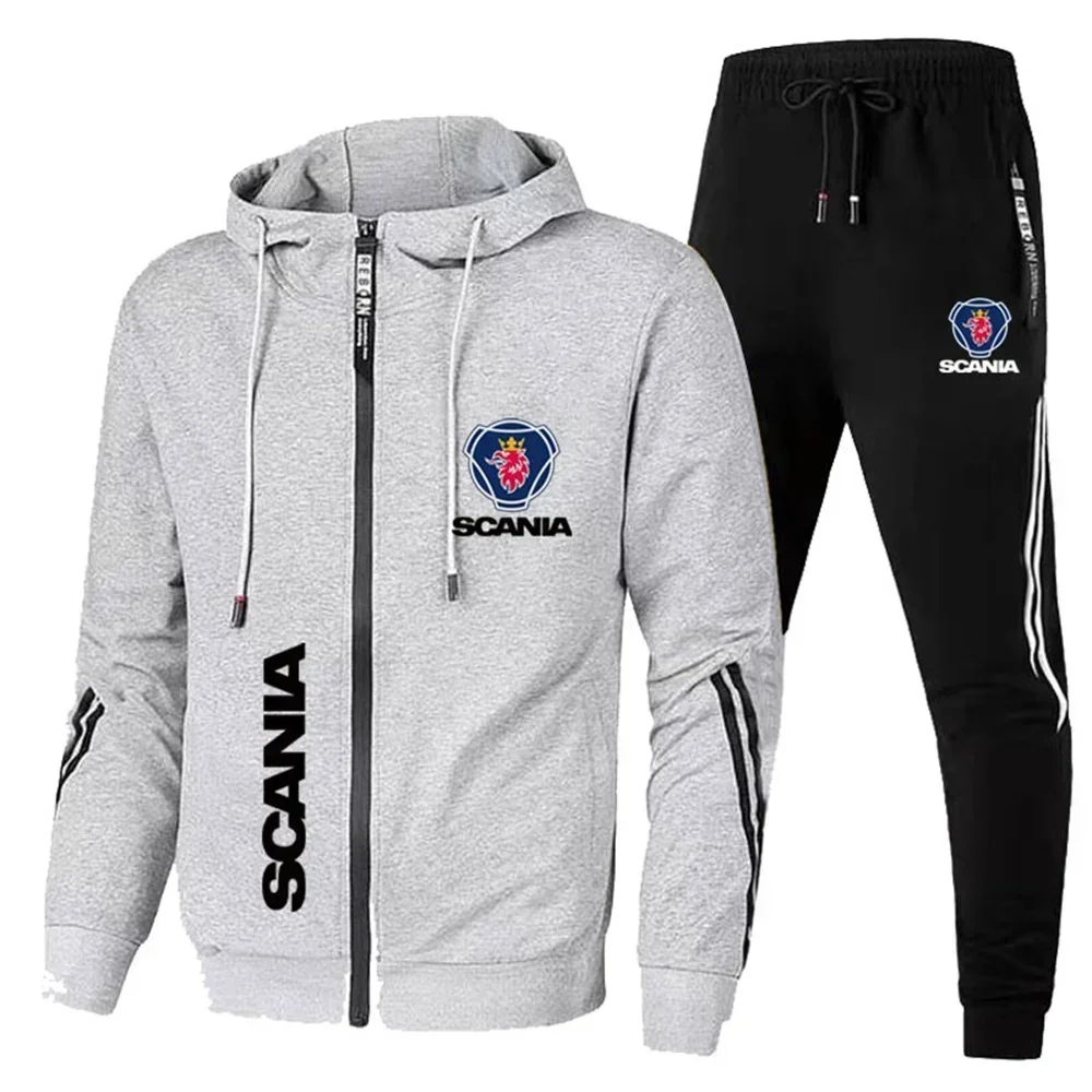 2025 SCANIA New Men's Sports Set Four Seasons Leisure Trend Fashion Two piece Set Large Outdoor Morning Run