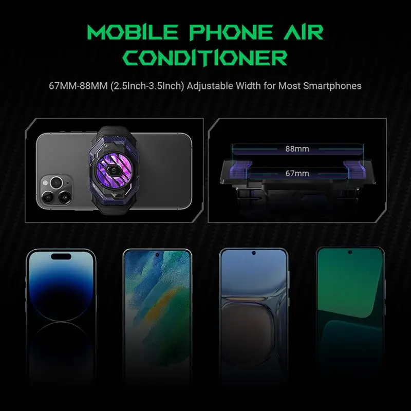 Black Shark FunCooler 3 Pro, ventilador de refrigeración para teléfono móvil de 2,63-3,46 pulgadas, iPhone/Android, configuración de velocidad del ventilador, radiador de teléfono RGB