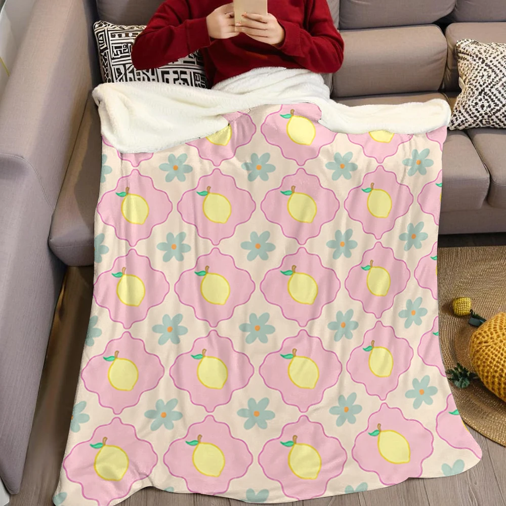 Pink Gingham Bows Floral Flannel Blanket Warm Soft Halloween Christmas Decorative Couch Warm Cozy All-Season Gift