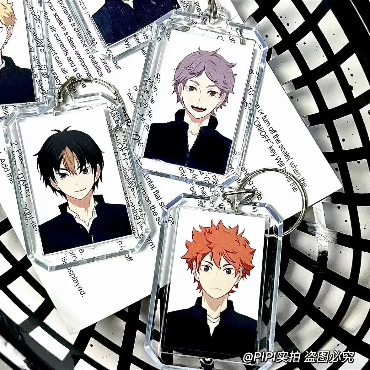 ¡Anime Haikyuu! Llavero con foto de identificación de Shoyo Hinata Tobio Kageyama, colgante de bolsa, bonito Ambitus