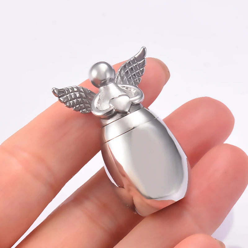 Small Keepsake Urns for Human Ashes Angel Wings Heart Mini Stainless Steel Cremation Memorial Urns for Ashes Jewelry Dropship