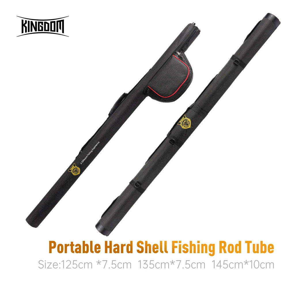 

Kingdom Portable Fishing Rod Case 125/135/145cm Large Capacity Fishing Rod Reel Carrier Bag Hard Shell Multipurpose Rod Tackle