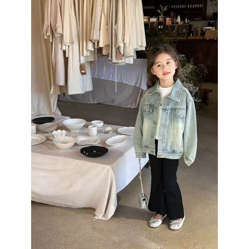 

Children's Denim Outerwear Girls' Retro Casual Denim Jacket Spring Autumn New Style Kids Boy Coat