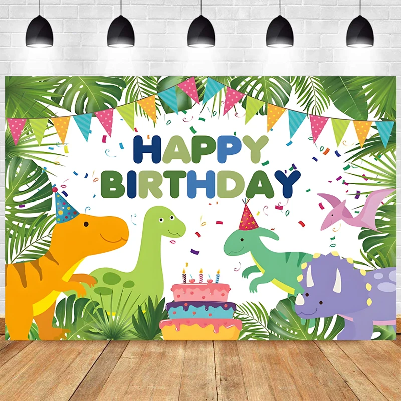 Jurassic Park Background Cartoon Dinosaur Birthday Decoration Backdrop Animal World Baby Shower Party Banner for Photography