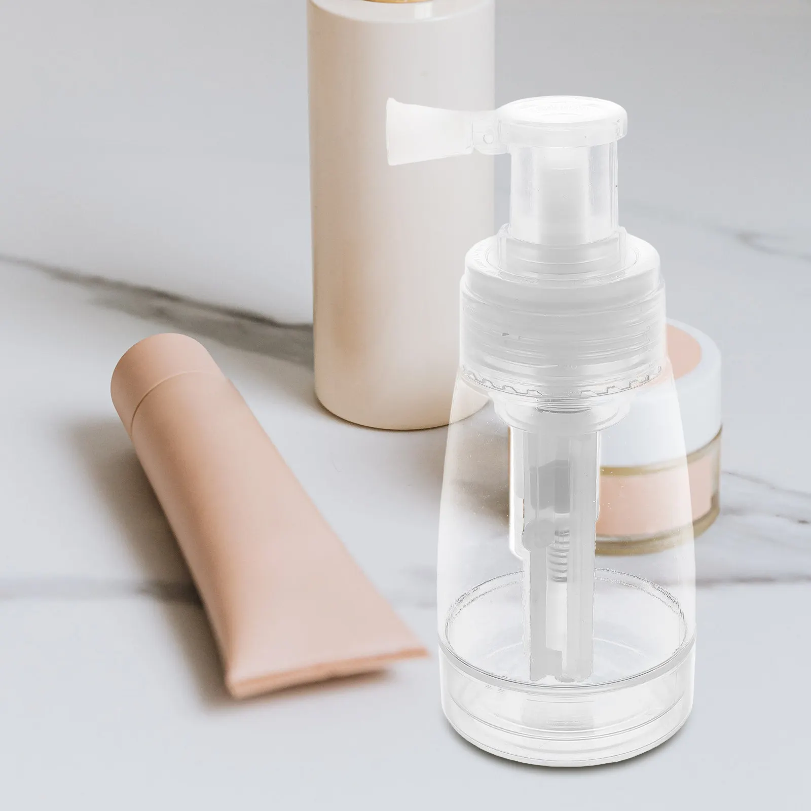 Lightweight 180Ml Powder Dispenser Bottle with Spray Pump for Talcum Powder Flour Sugar Portable Reusable Kitchen Bathroom