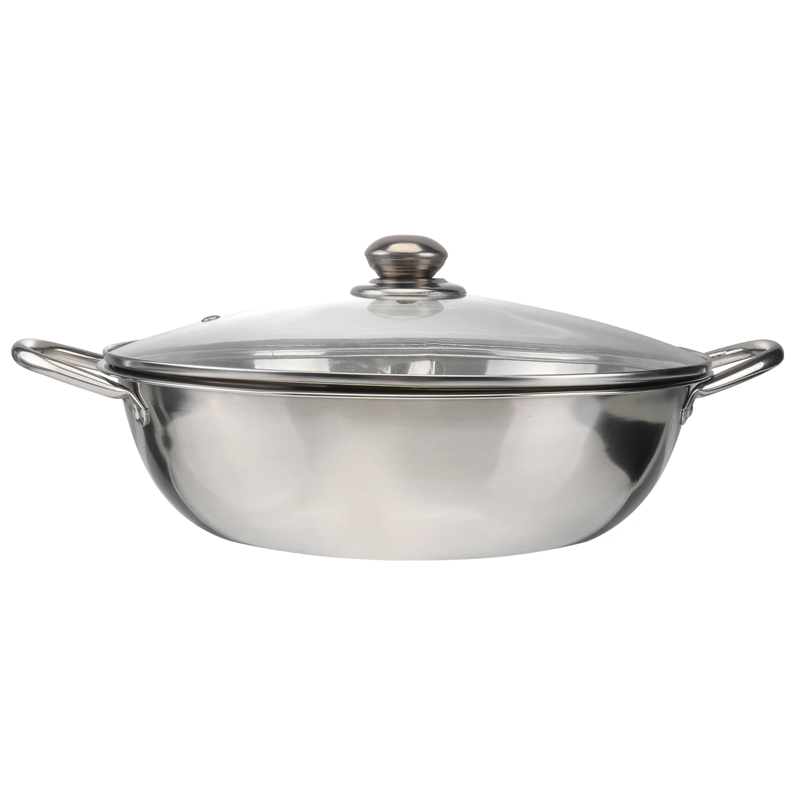 

30Cm Stainless Steel Hot Pot With Divider Dual Flavor Pot Toughened Glass Lid Multifunctional Induction Cooker Cookware Kitchen
