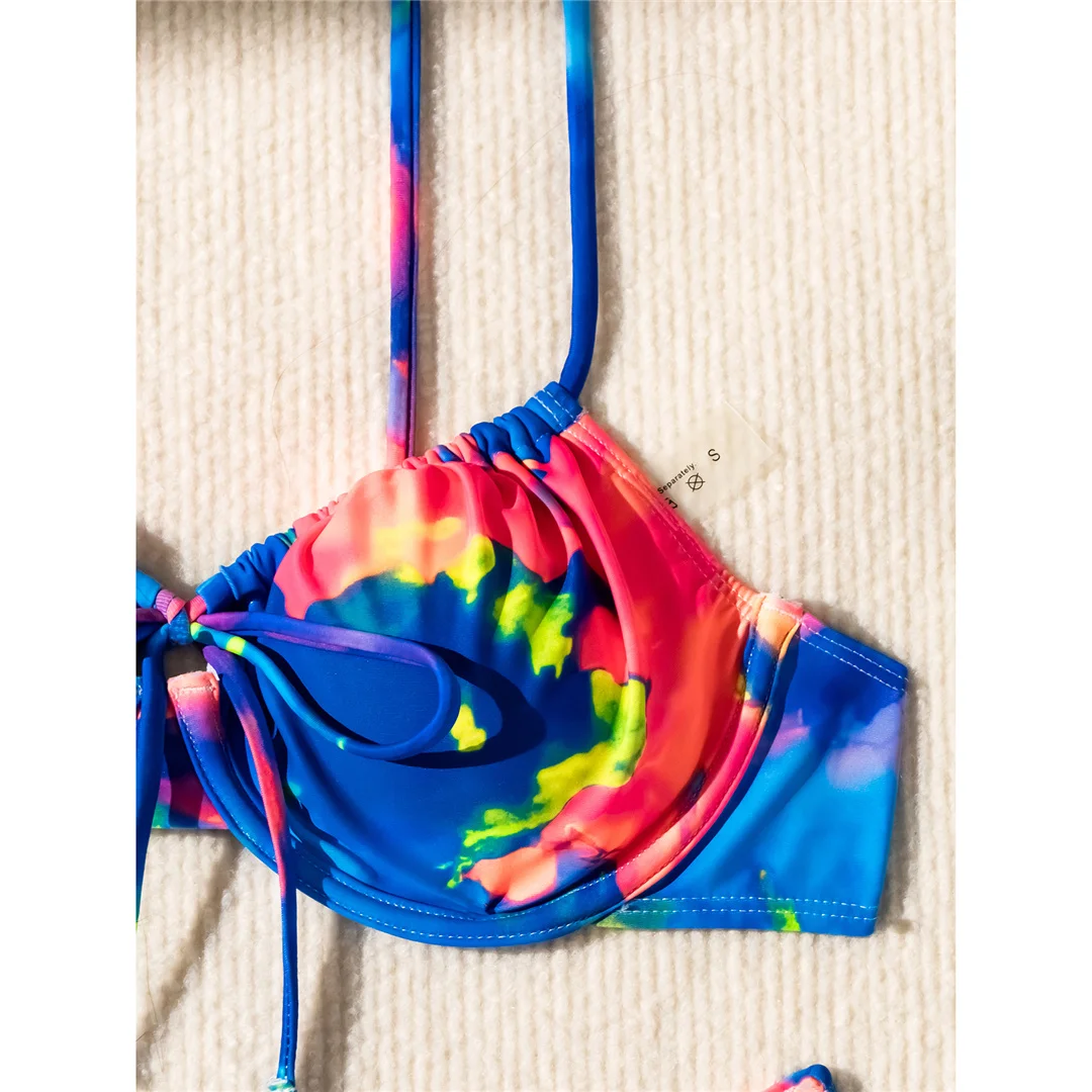 Bunter, bedruckter, mit Bügel verstärkter brasilianischer Bikini, Damen-Badeanzug, zweiteiliges Bikini-Set, Badebekleidung, Badeanzug, Schwimmkleidung V5340 – Detail 15