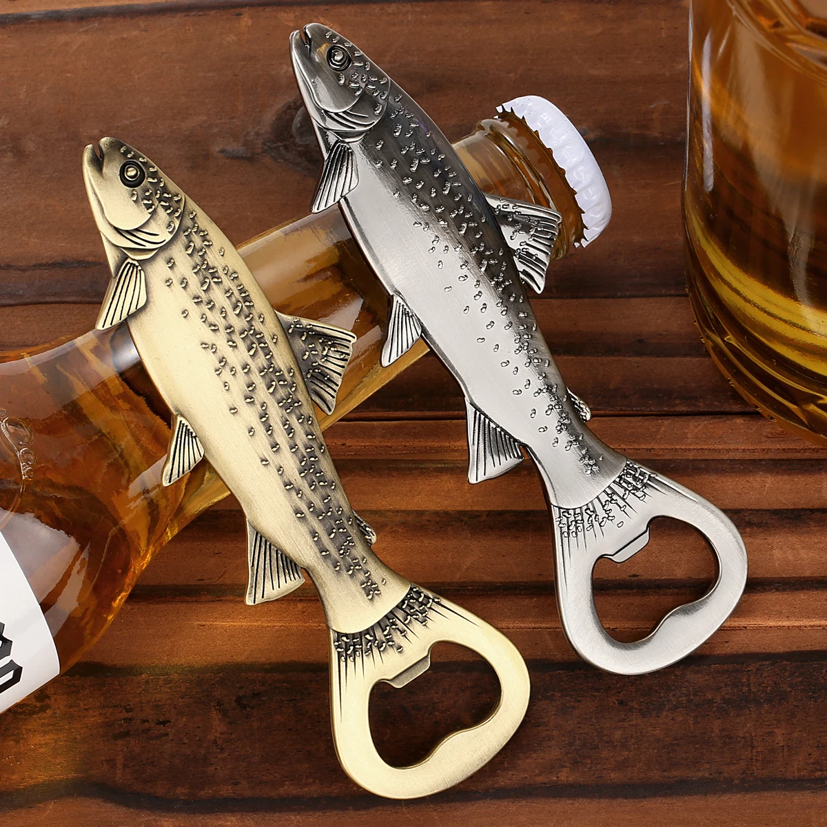 Vintage Metal Trout Fish Beer Bottle Opener Bar Tool Decorative Bottle Opener for Home Bar Unique Gift for Fishing Enthusiasts