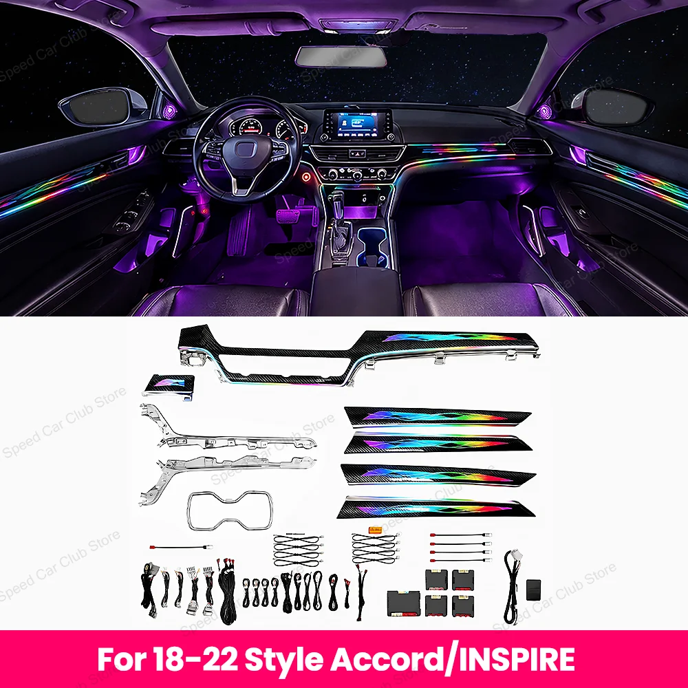 LED Ambient Lights For Honda Accord 10/10.5 Generation 2018-2022 Car APP Controls Colored  Interior Decorative Strip Light