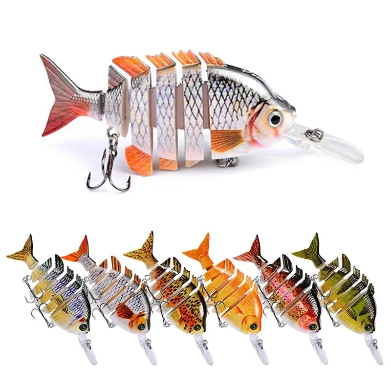 Multi Jointed Wobbler Fishing Lure 10cm 14g Artificial Hard Fishing Bait 6 Segments Bionic Long Tongue Tilapia Swimbait For Bass