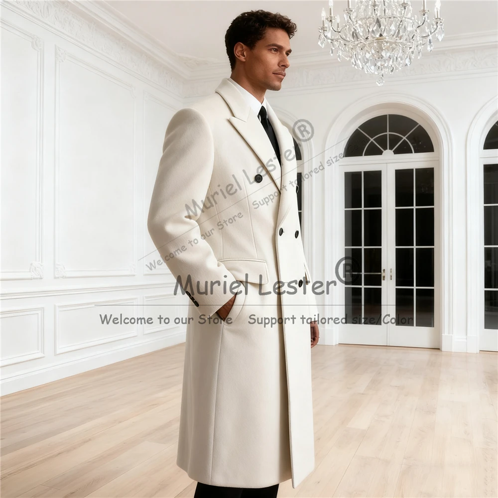 

Man Classic Solid Tweed Woolen Suit Jackets Long Double Breasted Overcoat Outfits Customized Men Business Blazer abrigo hombre