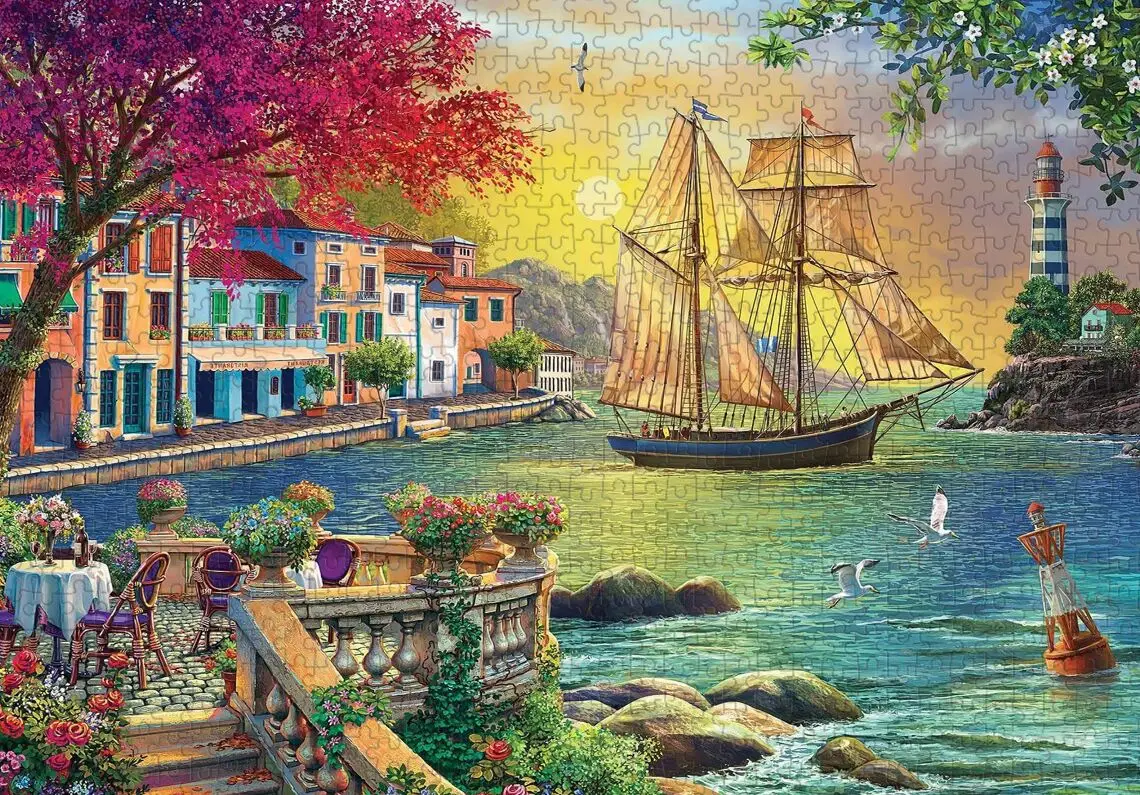 

Seaside sunset The wooden puzzle 1000 pieces ersion jigsaw puzzle white card adult children's educational toys