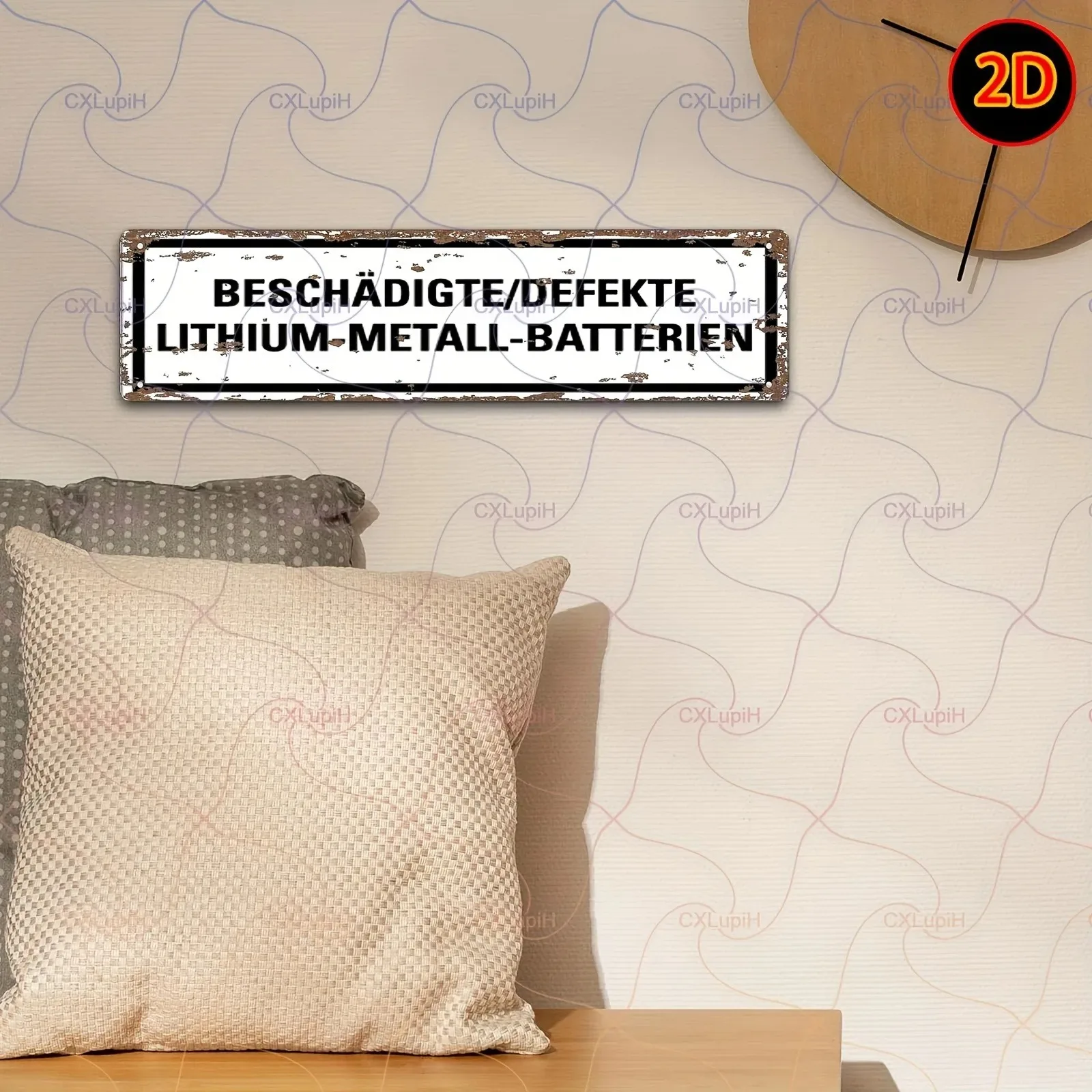 Custom Lithium Battery Warning Metal Sign, Vintage Iron Wall Art, Decor Only for Home Garage & Workshop Wall Decoration
