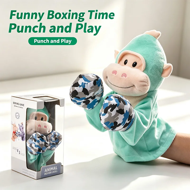 Kung Fu Animal Toy Monkey Glove Doll Game Plush Toy Boxer Hand Puppet Dog Action Interactive Toys Party Social Game