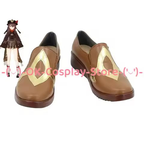 Hu Tao Cosplay Shoes Brown PU Leather Shoes Halloween Carnival Boots Game Genshin Impact Hutao Cosplay Prop Custom Made