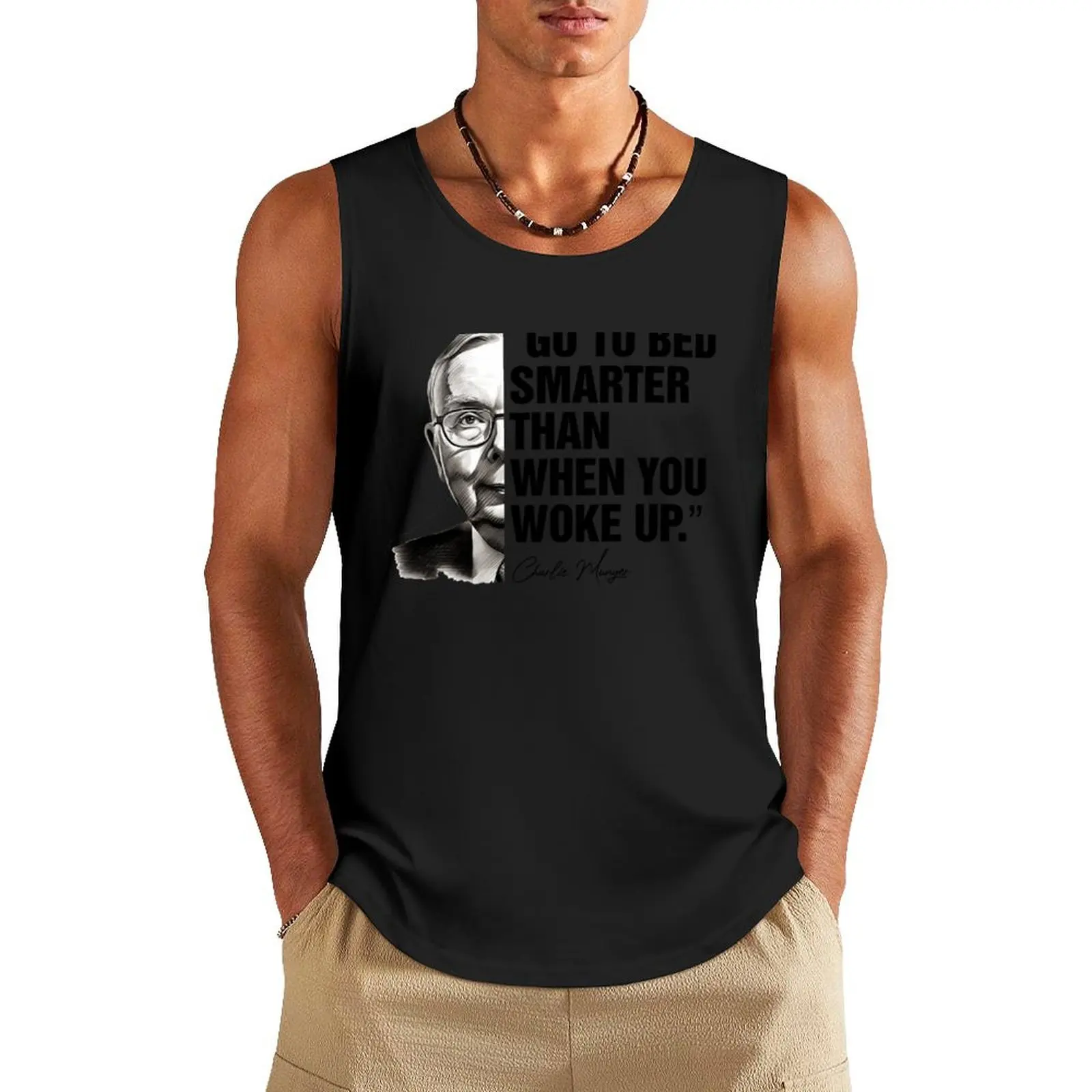 

Charlie Munger inspirational quote - self improvement Tank Top Sleeveless top Men's sports t-shirt Men's summer vest