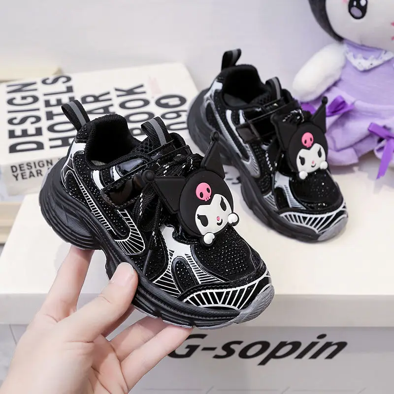 

Kuromi Anime Girls Sports Shoes Kawaii Sanrio Autumn Sweet Cute Cartoon Children Surface Breathable Soft Soled Sneakers Kid Gift